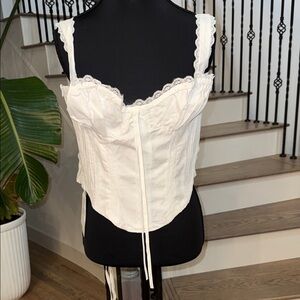NWT Commense White Lace Corset Top (L)